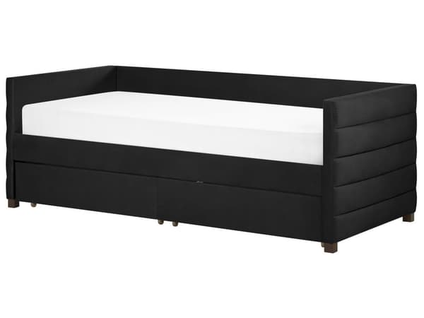 Dagseng Svart Fløyel 90 x 200 cm Tuftet Lamellramme Skuffer Glamorøs stil Enkeltseng Soverom