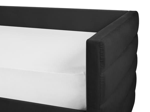 Dagseng Svart Fløyel 90 x 200 cm Tuftet Lamellramme Skuffer Glamorøs stil Enkeltseng Soverom