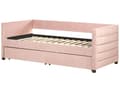 Miniatyrbilde 8 av 11: Dagseng Rosa Fløyel 90 x 200 cm Tuftet Lamellramme Skuffer Glamorøs stil Enkeltseng Soverom