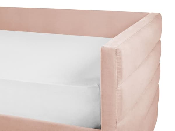 Dagseng Rosa Fløyel 90 x 200 cm Tuftet Lamellramme Skuffer Glamorøs stil Enkeltseng Soverom