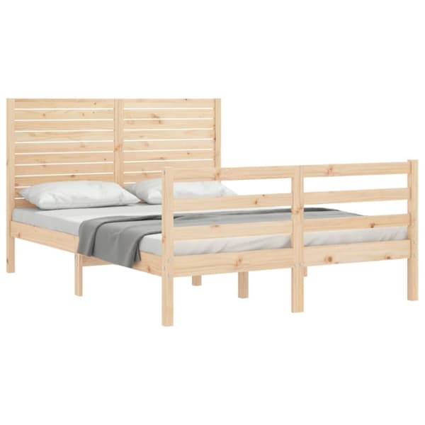 vidaXL sengeramme med sengegavl 140x200 cm massivt træ hvid