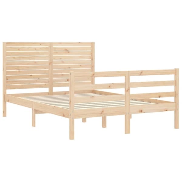 vidaXL sengeramme med sengegavl 140x200 cm massivt træ hvid