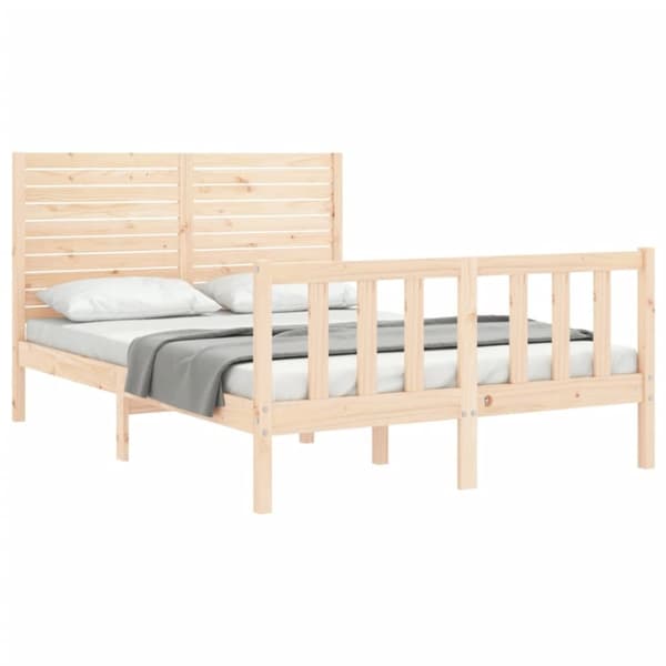 vidaXL sengeramme med sengegavl 140x190 cm massivt træ