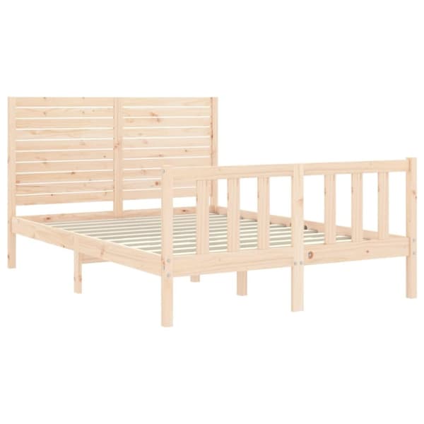 vidaXL sengeramme med sengegavl 140x190 cm massivt træ