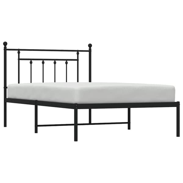 vidaXL sengeramme med sengegavl 100x200 cm metal sort