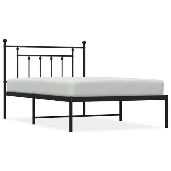 vidaXL sengeramme med sengegavl 100x200 cm metal sort