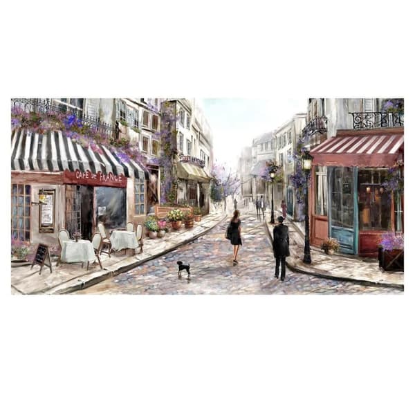 Oljemaleri 50x100cm, gatekafé