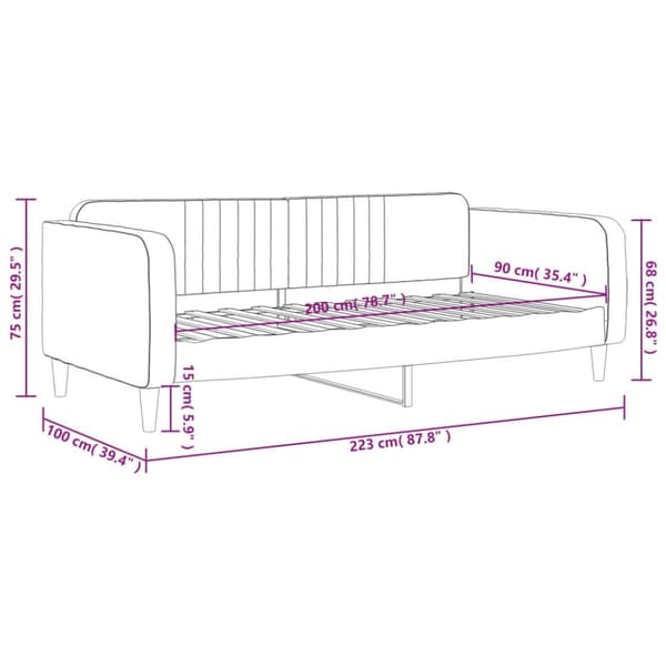 vidaXL Dagbädd rosa 90x200 cm sammet