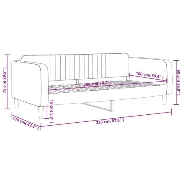 vidaXL Dagbädd rosa 100x200 cm sammet