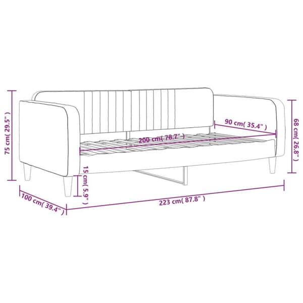 vidaXL Dagbädd ljusgrå 90x200 cm sammet