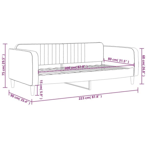 vidaXL Dagbädd blå 80x200 cm sammet