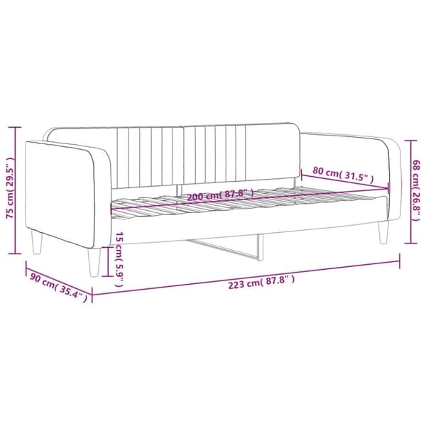 vidaXL daybed 80x200 cm velour mørkegrøn