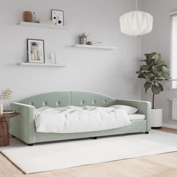 vidaXL daybed 90x190 cm velour lysegrå