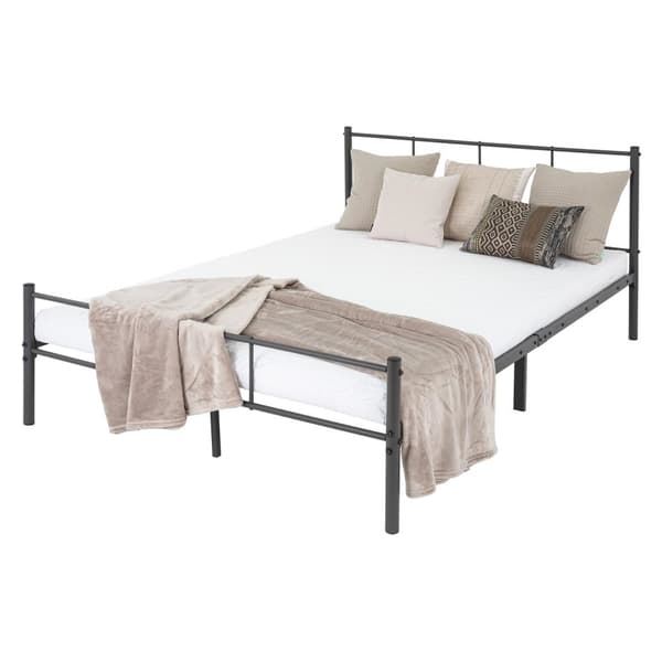 ML Design Metal Bed 160x200cm teräsrunko, jossa on päätä ja slotted kehys, antrasiitti, tukeva bed kehys, kevyt asennus, makuuhuone, aikuinen