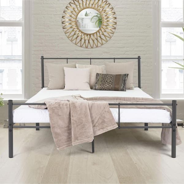 ML Design Metal Bed 160x200cm teräsrunko, jossa on päätä ja slotted kehys, antrasiitti, tukeva bed kehys, kevyt asennus, makuuhuone, aikuinen