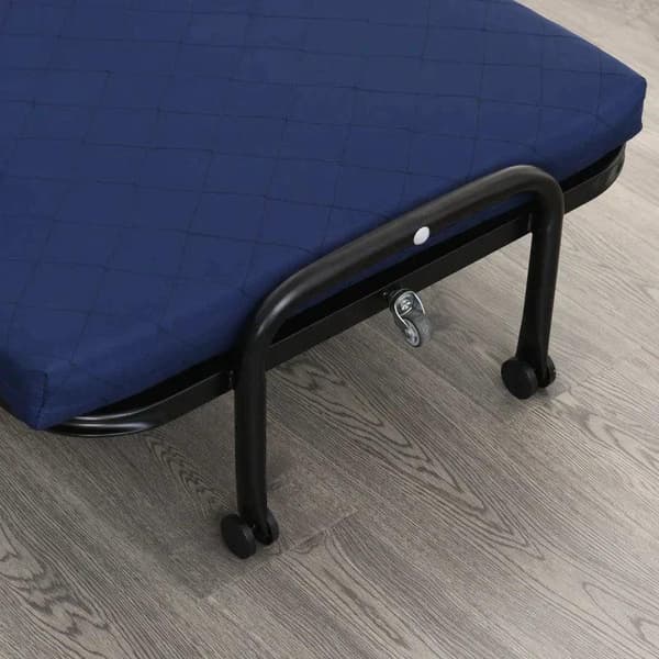 Rootz kokoontaitettava vierassänky - 2-in-1 kokoontaitettava sänky pyörillä - Säädettävä päädyn korkeus - Teräs + vaahto - Sininen - 184 x 65 x 26 cm