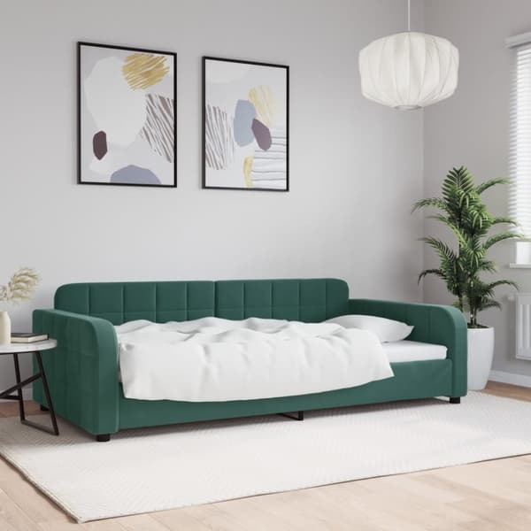vidaXL daybed 100x200 cm velour mørkegrøn