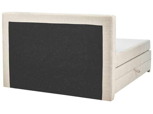 Kontinentalseng Beige Polstret Polyester med Krom Metalben 2 Personers 180 x 200 cm Komfortabel Quiltet To Mands Seng med Opbevaring
