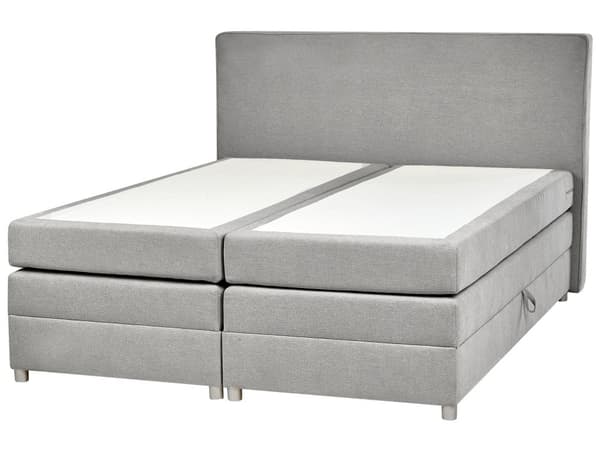 Kontinentalseng Grå Polstret Polyester med Krom Metalben 2 Personers 180 x 200 cm Komfortabel Quiltet To Mands Seng med Opbevaring