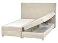 Miniatyrbillede 1 af 11: Kontinentalseng Beige Polstret Polyester med Krom Metalben 2 Personers 160 x 200 cm Komfortabel Quiltet To Mands Seng med Opbevaring