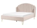 Pikkukuva 1 / 10: Parisänky vaalea beige 160 x 200 cm kangasverhoilu metallijalat sälepohja tuftattu retro