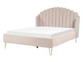 Pikkukuva 1 / 10: Parisänky vaalea beige 140 x 200 cm kangasverhoilu metallijalat sälepohja tuftattu retro