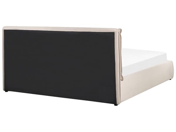 Seng med oppbevaring Fløyel Beige 180 x 200 cm Polstret sengeramme Sengegavl Oppbevaringsplass Soverom Moderne Skandinavisk