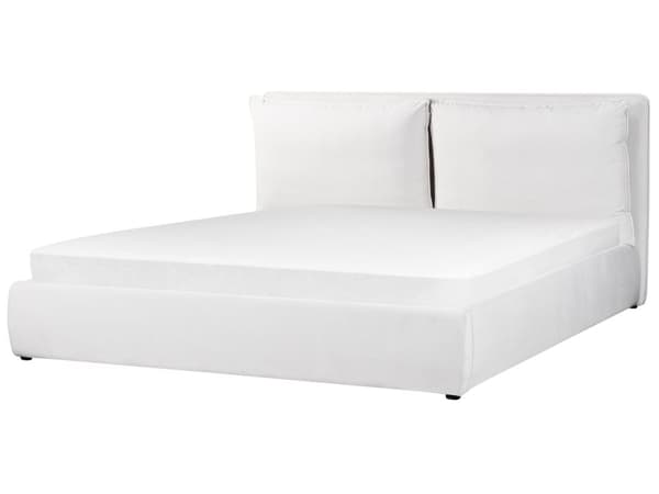 Seng med oppbevaring Fløyel Off-white 180 x 200 cm Polstret sengeramme Sengegavl Oppbevaringsplass Soverom Moderne Skandinavisk