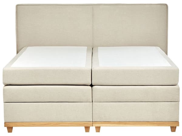Kontinentalseng Beige Polstret Polyester 160 x 200 cm Dobbeltseng Komfortabel Quiltet To Mands Seng med Opbevaring