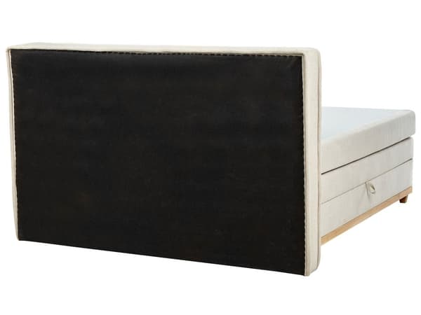 Kontinentalseng Beige Polstret Polyester 160 x 200 cm Dobbeltseng Komfortabel Quiltet To Mands Seng med Opbevaring