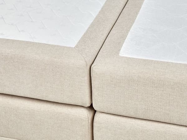 Kontinentalseng Beige Polstret Polyester 160 x 200 cm Dobbeltseng Komfortabel Quiltet To Mands Seng med Opbevaring
