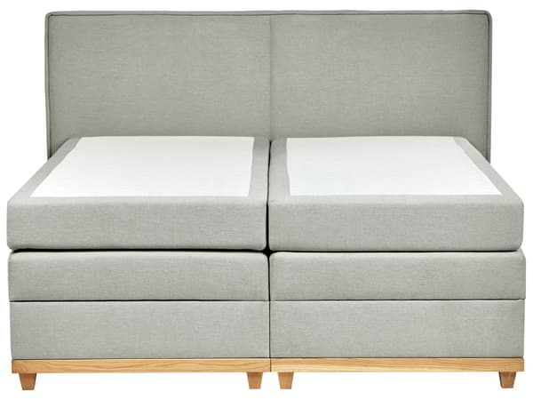 Kontinentalseng Lysegrå Polstret Polyester 180 x 200 cm Dobbeltseng Komfortabel Quiltet To Mands Seng med Opbevaring
