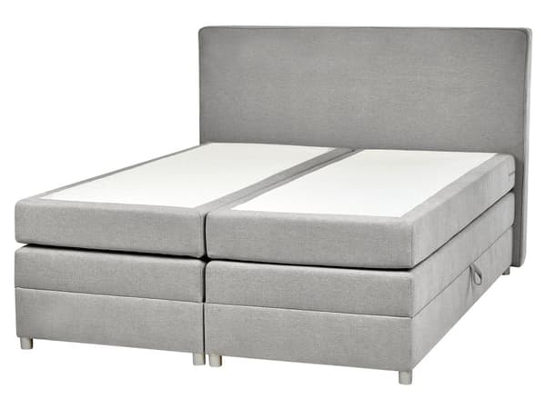 Jenkkisänky vaaleanharmaa 160 x 210 x 90 cm kangasverhoilu polyesteri pussijouset napitettu puu metalli vaneri