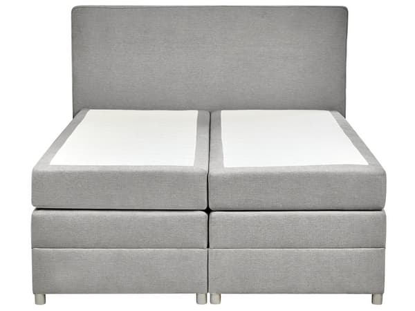 Jenkkisänky vaaleanharmaa 160 x 210 x 90 cm kangasverhoilu polyesteri pussijouset napitettu puu metalli vaneri