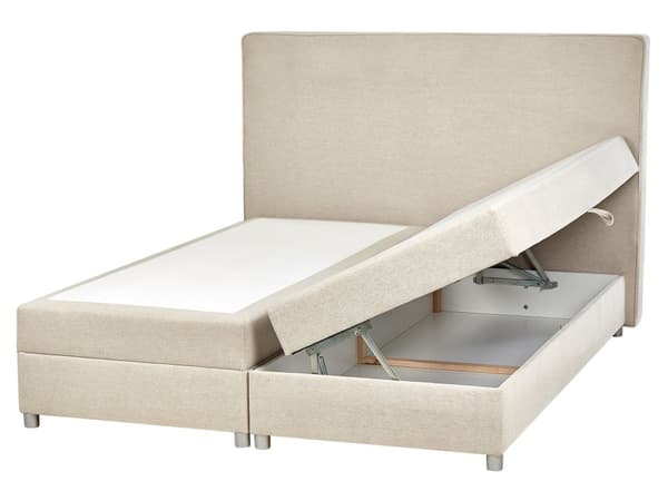 Jenkkisänky beige 160 x 210 x 90 cm kangasverhoilu polyesteri pussijouset napitettu puu metalli vaneri