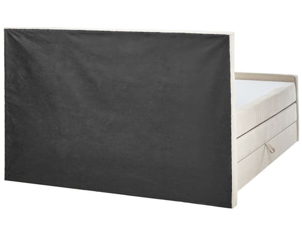 Jenkkisänky beige 160 x 200 cm säilytystila kangasverhoilu polyesteri pussijouset napitettu puu metalli vaneri