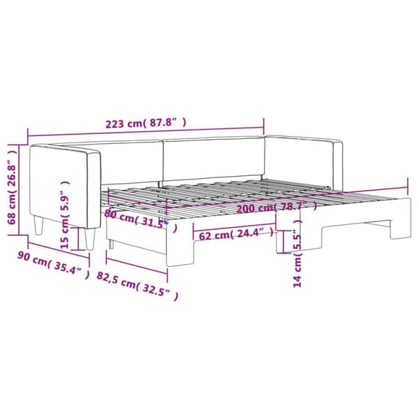 vidaXL daybed med udtræk 80x200 cm stof lysegrå