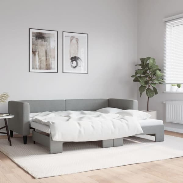 vidaXL daybed med udtræk 80x200 cm stof lysegrå