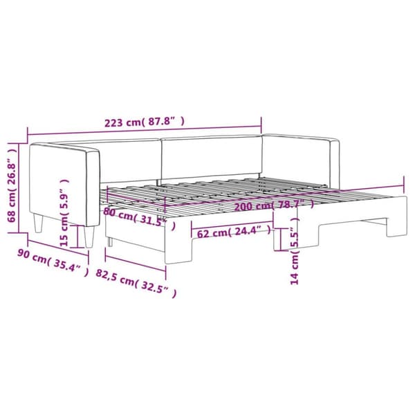 vidaXL daybed med udtræk 80x200 cm stof gråbrun