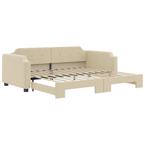 vidaXL Dagbädd utdragbar gräddvit 80x200 cm tyg