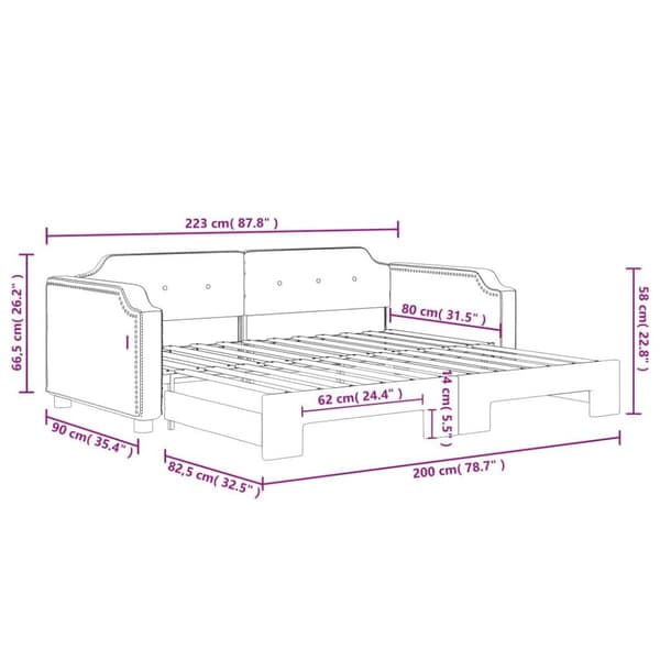 vidaXL daybed med udtræk 80x200 cm stof cremefarvet
