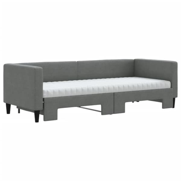 vidaXL Dagbädd med madrasser utdragbar mörkgrå 80x200 cm tyg