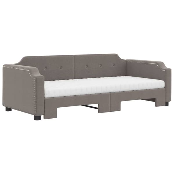 vidaXL Dagbädd med madrasser utdragbar taupe 80x200 cm tyg