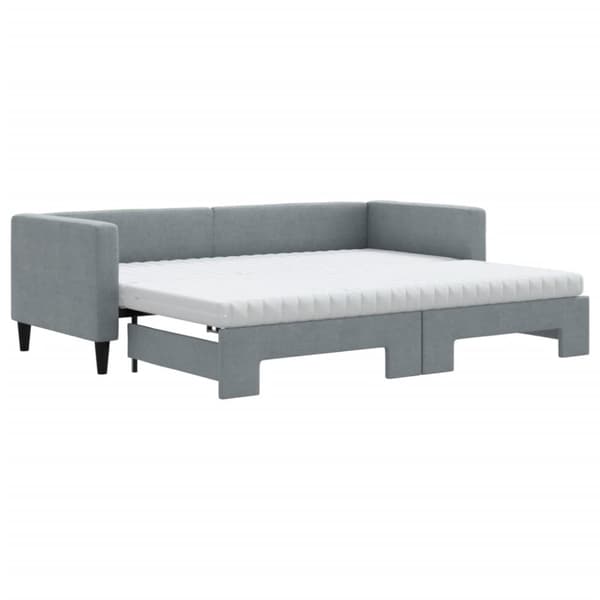 vidaXL Dagbädd med madrasser utdragbar ljusgrå 80x200 cm tyg