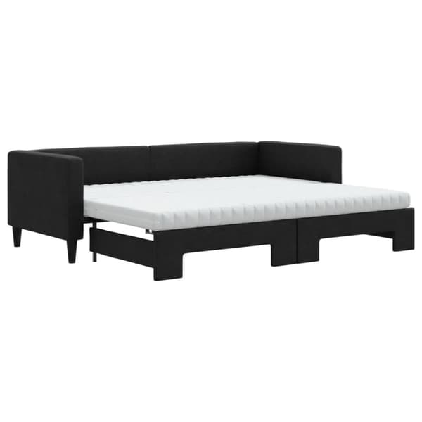 vidaXL Dagbädd med madrasser utdragbar svart 80x200 cm tyg