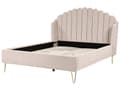 Miniatyrbilde 5 av 10: Dobbeltseng Beige Stofftrekk 140 x 200 cm Metallben Sengegavl Retro design Soverom
