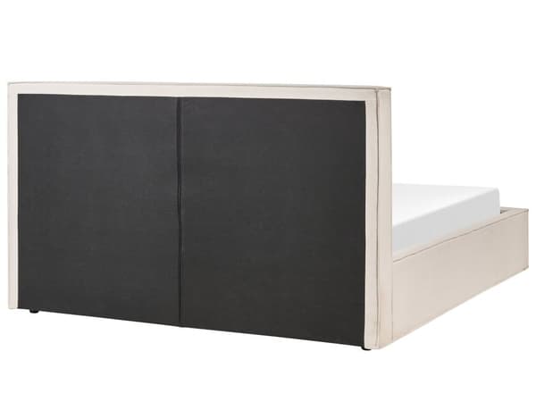 Beige polstret seng med opbevaring 180 x 200 cm med ramme og nakkestøtte moderne til soveværelset