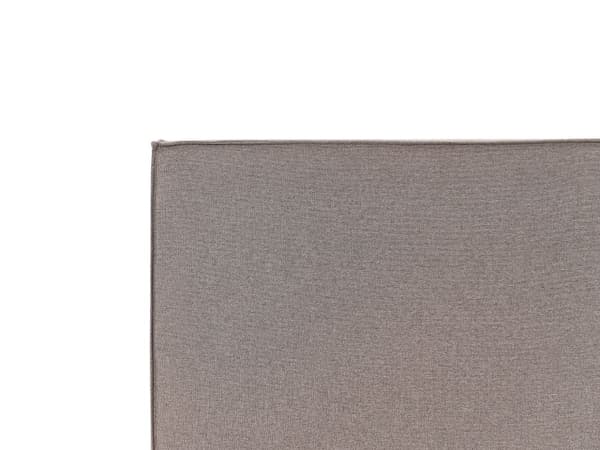 Beige grå polstret seng med opbevaring 180 x 200 cm med ramme og nakkestøtte moderne til soveværelset