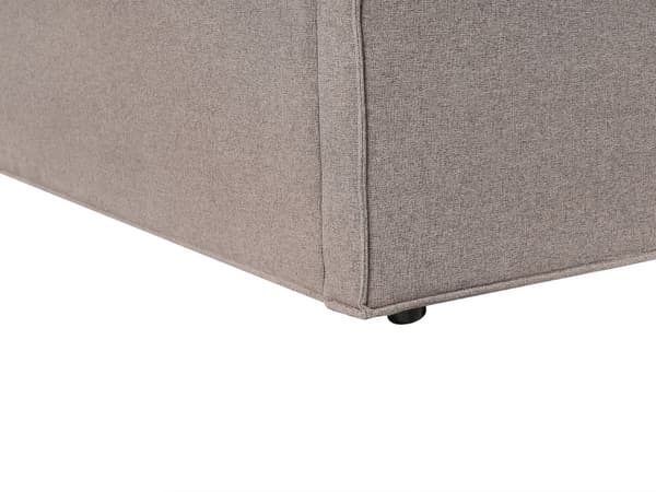 Beige grå polstret seng med opbevaring 180 x 200 cm med ramme og nakkestøtte moderne til soveværelset