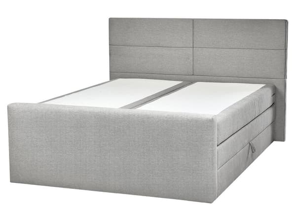 Divansäng med förvaring 160 x 200 cm Ljjusgrå klädsel med Bonell Resårmadrass